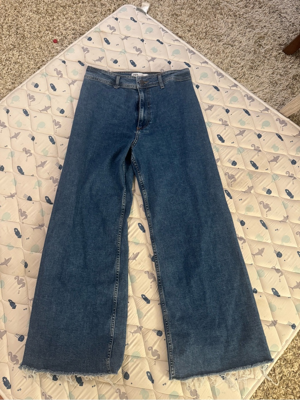 Zara Dark Blue High-Waist Wide Leg Jeans